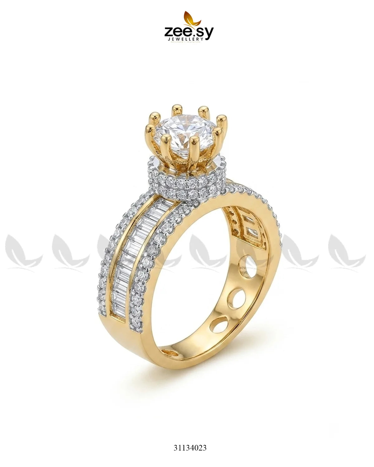 Golden Victorian Cluster Pave Ring