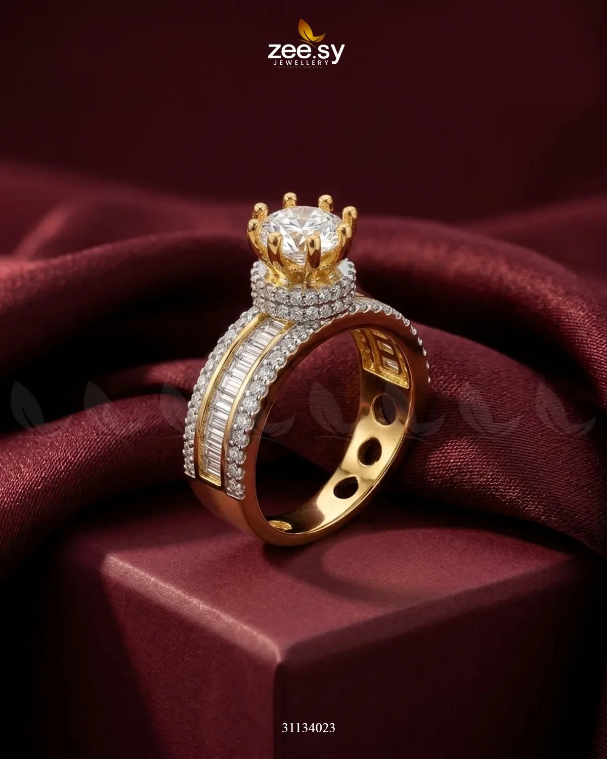 Golden Victorian Cluster Pave Ring