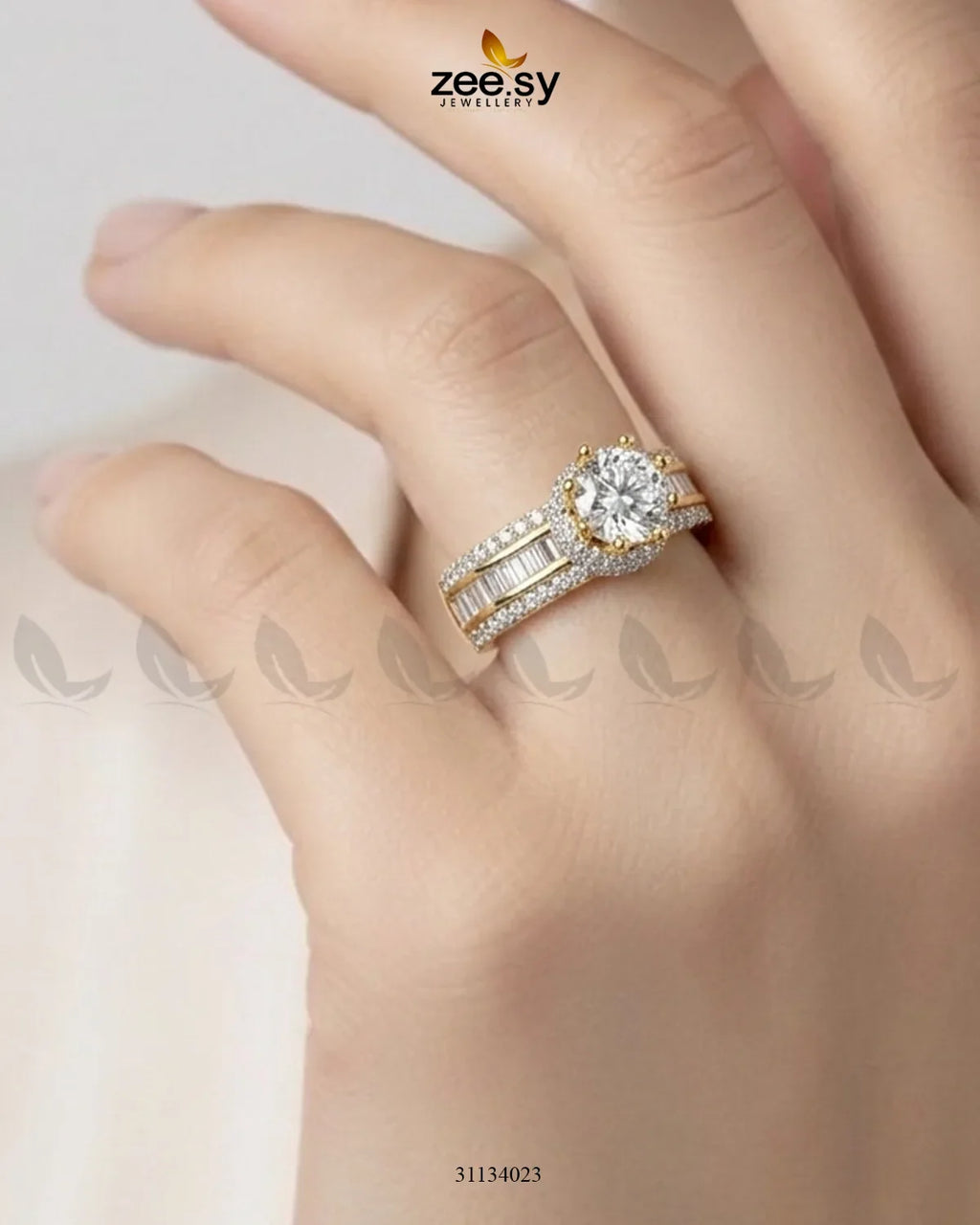 Golden Victorian Cluster Pave Ring