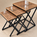 The Xandra Trio – Woodgrain Nesting Tables (Set of 3)