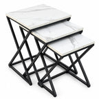 The Carrara Trio – White Marble-Look Nesting Tables (Set of 3)