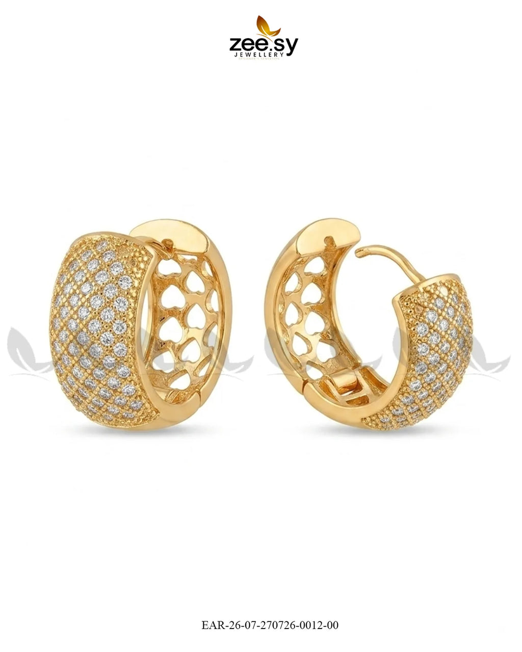 Lattice Pave Zirconia Huggie Earrings