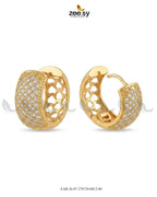 Lattice Pave Zirconia Huggie Earrings