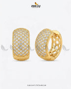 Lattice Pave Zirconia Huggie Earrings