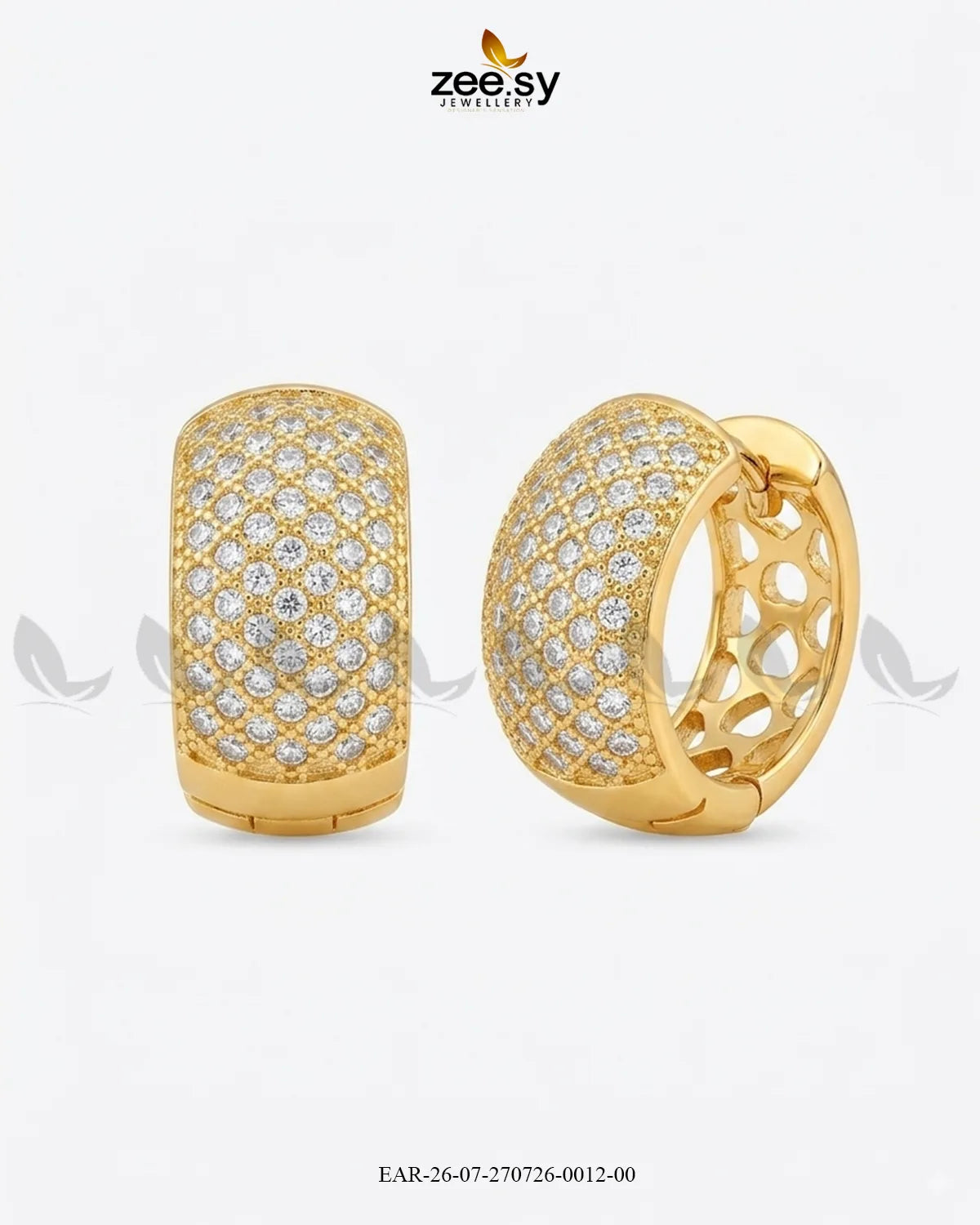 Lattice Pave Zirconia Huggie Earrings