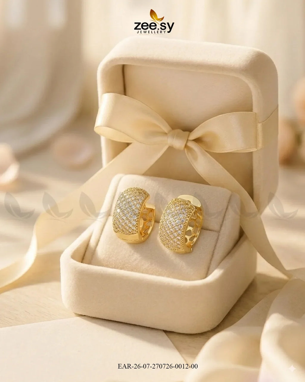 Lattice Pave Zirconia Huggie Earrings