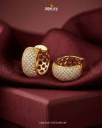 Lattice Pave Zirconia Huggie Earrings