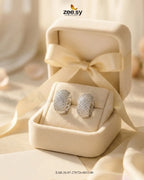 Lattice Pave Zirconia Huggie Earrings