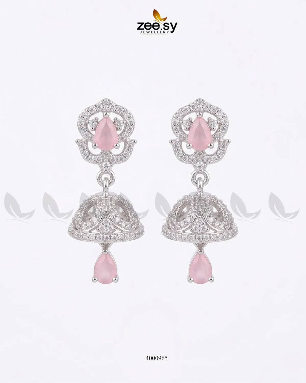 Ornate American Diamond Jhumka Earrings