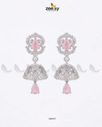 Ornate American Diamond Jhumka Earrings