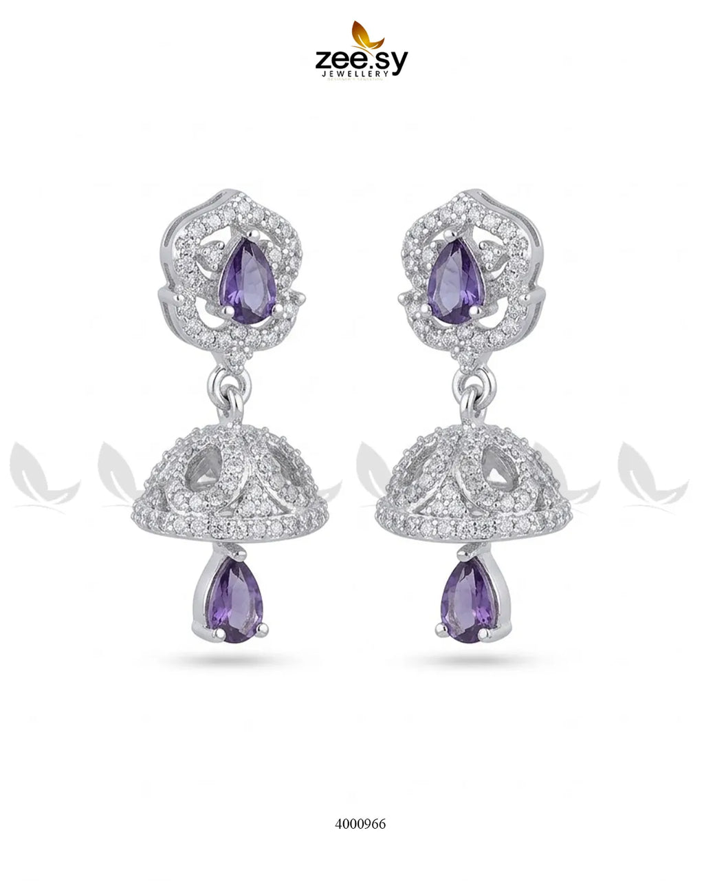 Ornate American Diamond Jhumka Earrings