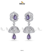 Ornate American Diamond Jhumka Earrings