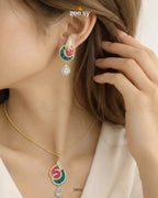 Enamel Teardrop Modern Pendant Set