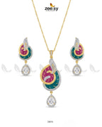 Enamel Teardrop Modern Pendant Set