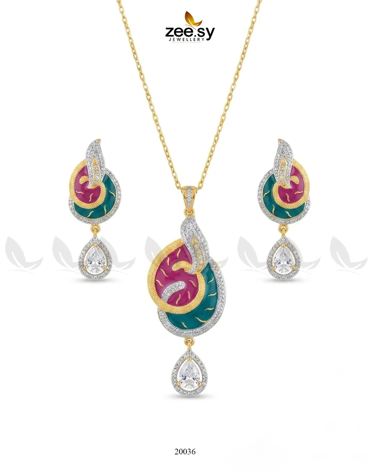 Enamel Teardrop Modern Pendant Set