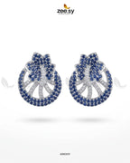 Royal Floral Zircon Earrings - Silver