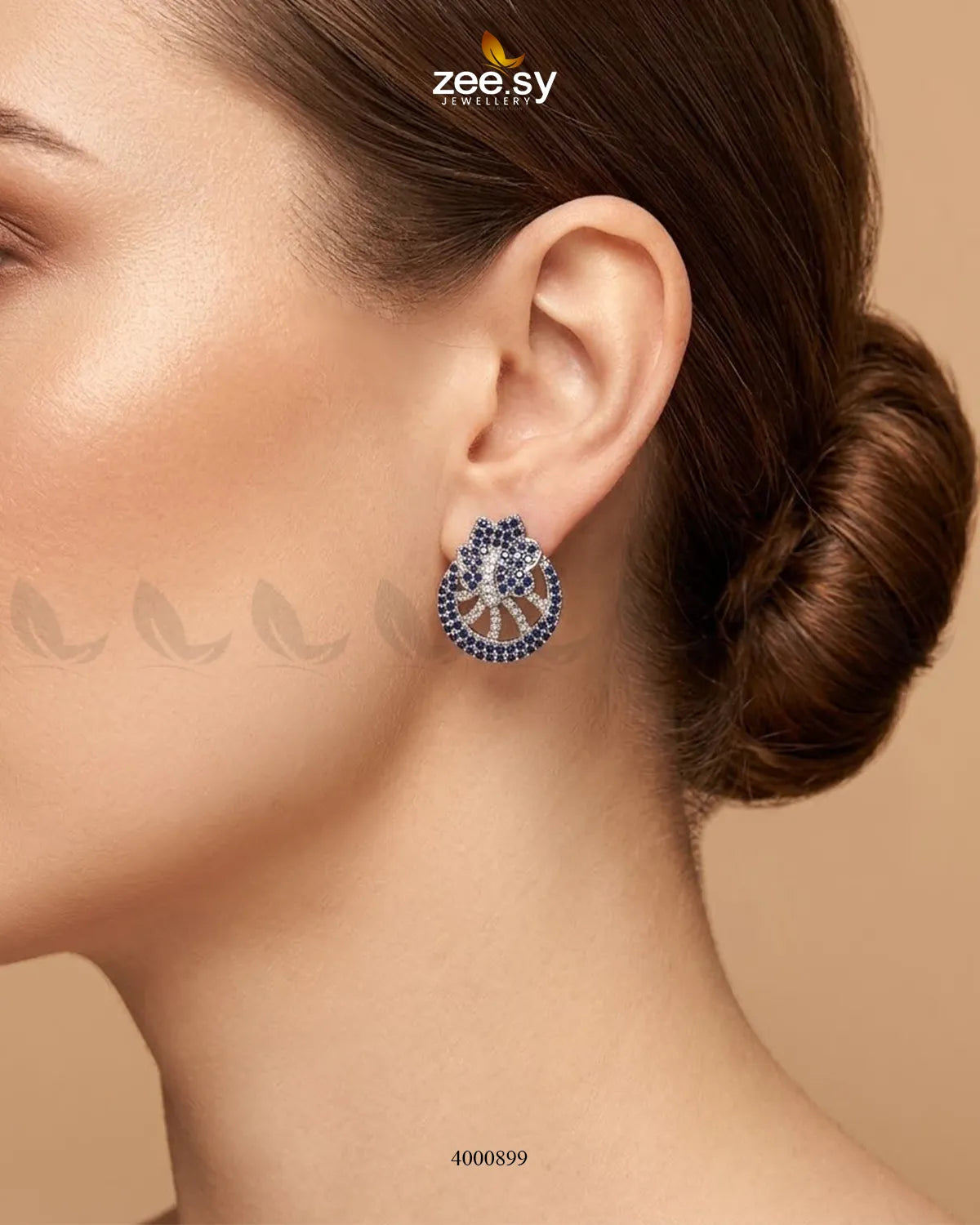Royal Floral Zircon Earrings - Silver
