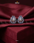 Royal Floral Zircon Earrings - Silver
