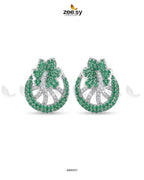 Royal Floral Zircon Earrings - Silver