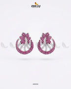 Royal Floral Zircon Earrings - Silver