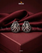 Royal Floral Zircon Earrings - Silver