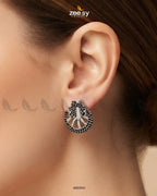 Royal Floral Zircon Earrings - Silver
