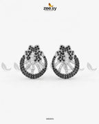 Royal Floral Zircon Earrings - Silver