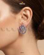 Royal Floral Zircon Earrings - Silver