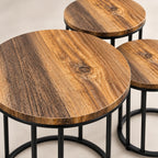 The Timber Trio – Rustic Woodgrain Nesting Tables (Set of 3)