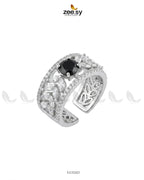 Silver Bloom Leaf Stone Ring