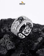 Silver Bloom Leaf Stone Ring