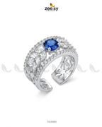 Silver Bloom Leaf Stone Ring