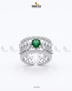 Silver Bloom Leaf Stone Ring