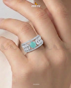 Silver Bloom Leaf Stone Ring