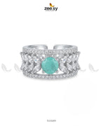 Silver Bloom Leaf Stone Ring