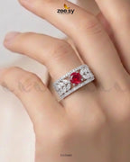 Silver Bloom Leaf Stone Ring