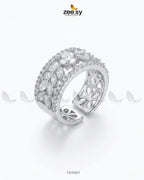 Silver Bloom Leaf Stone Ring
