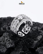 Silver Bloom Leaf Stone Ring