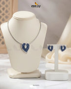 Silver Heart Cluster Pendant Set