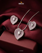 Silver Heart Cluster Pendant Set