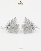 Silver Lotus Floral Cluster Earrings
