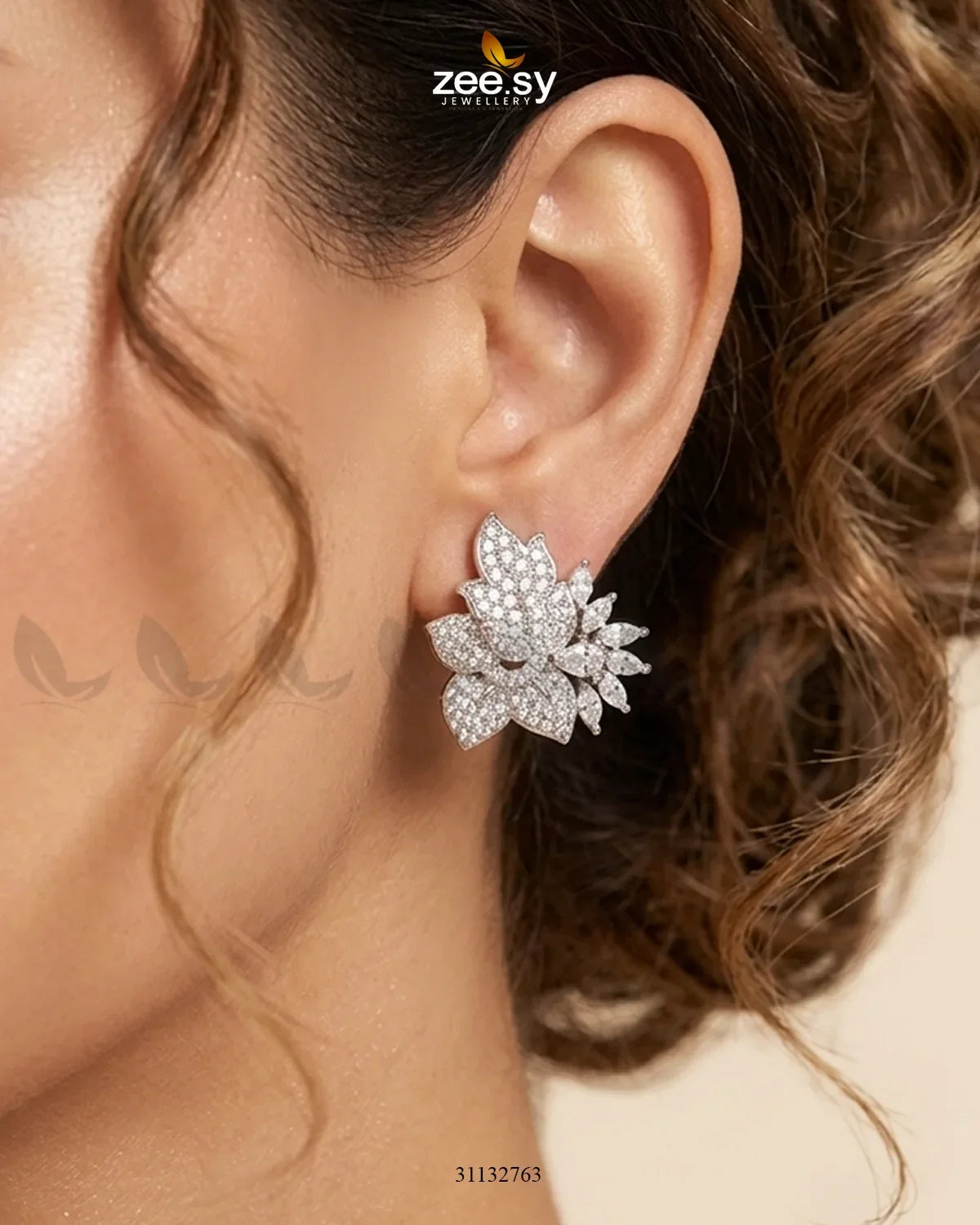 Silver Lotus Floral Cluster Earrings