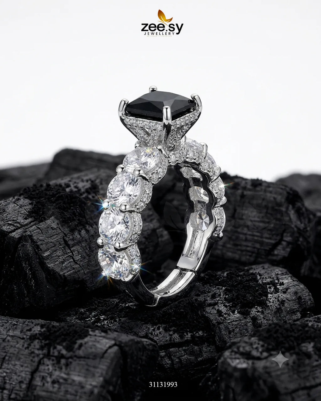 Silver Solitaire Center Stone Ring