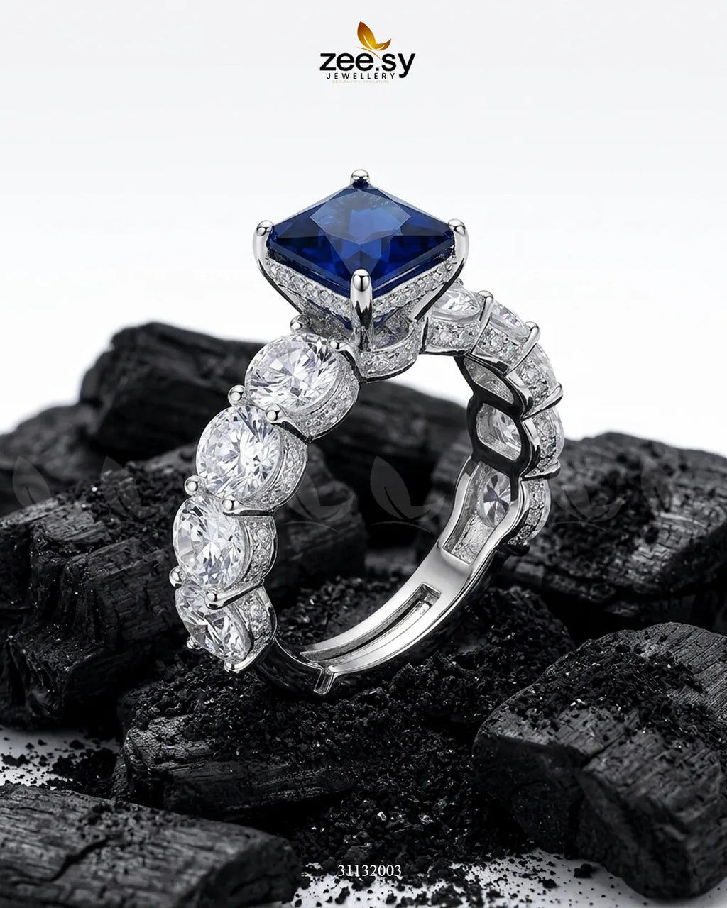 Silver Solitaire Center Stone Ring