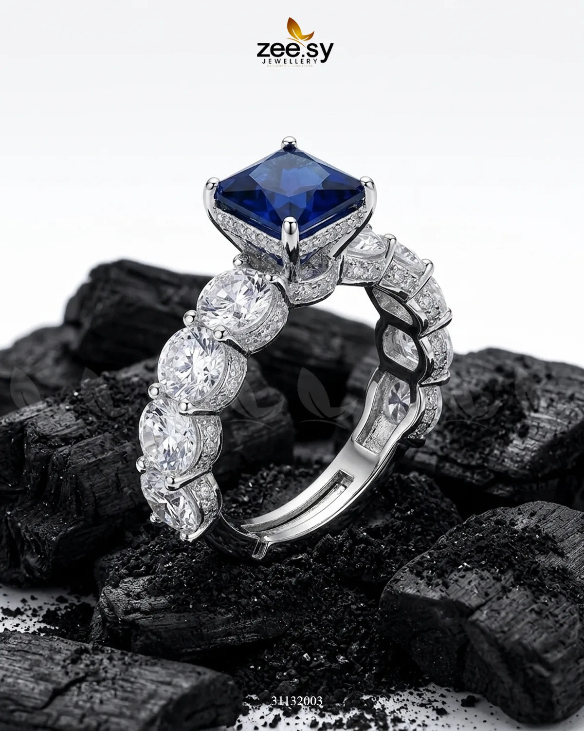 Silver Solitaire Center Stone Ring