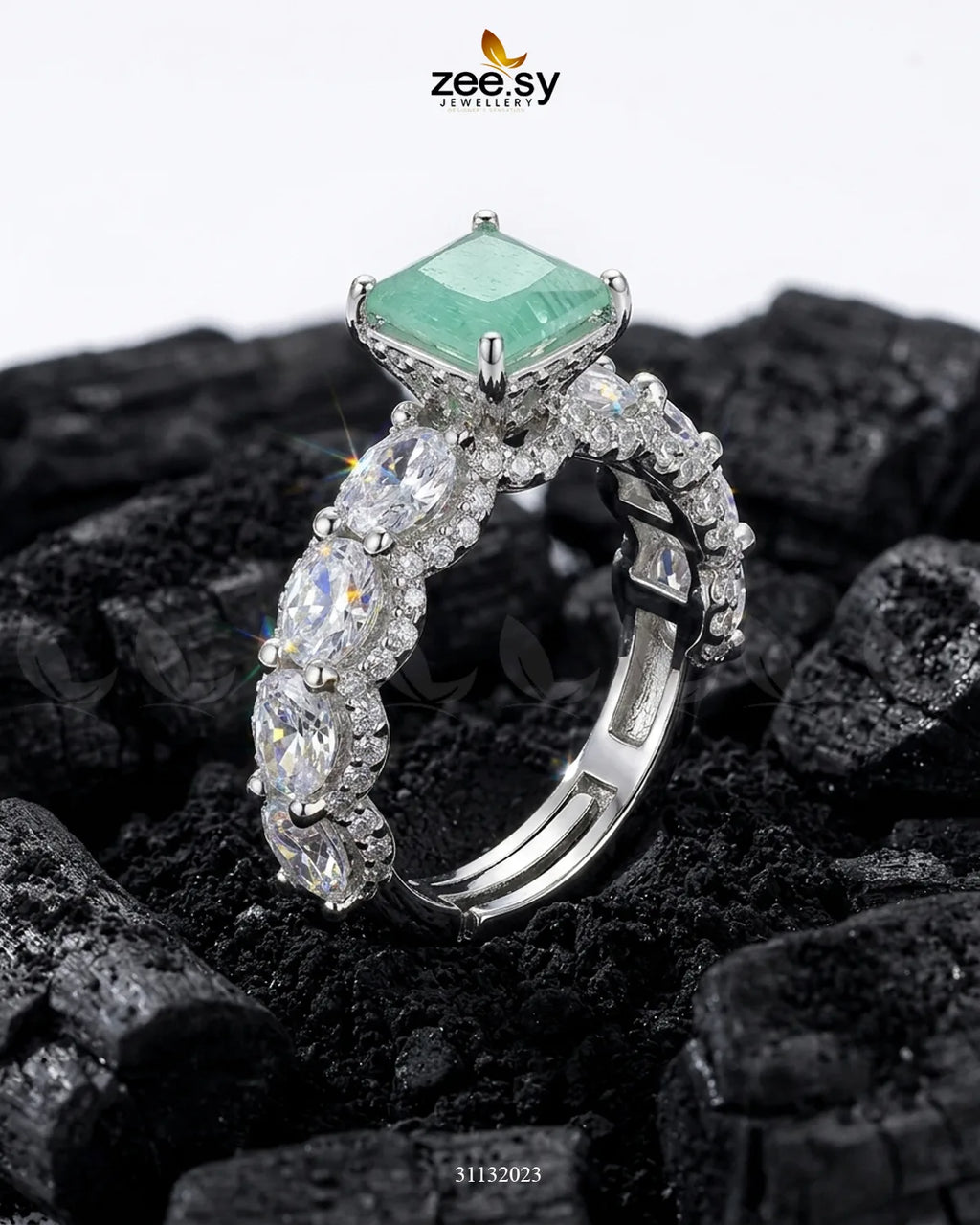 Silver Solitaire Center Stone Ring