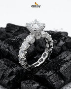 Silver Solitaire Center Stone Ring
