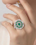 Silver Stunning Circle Crystal Ring