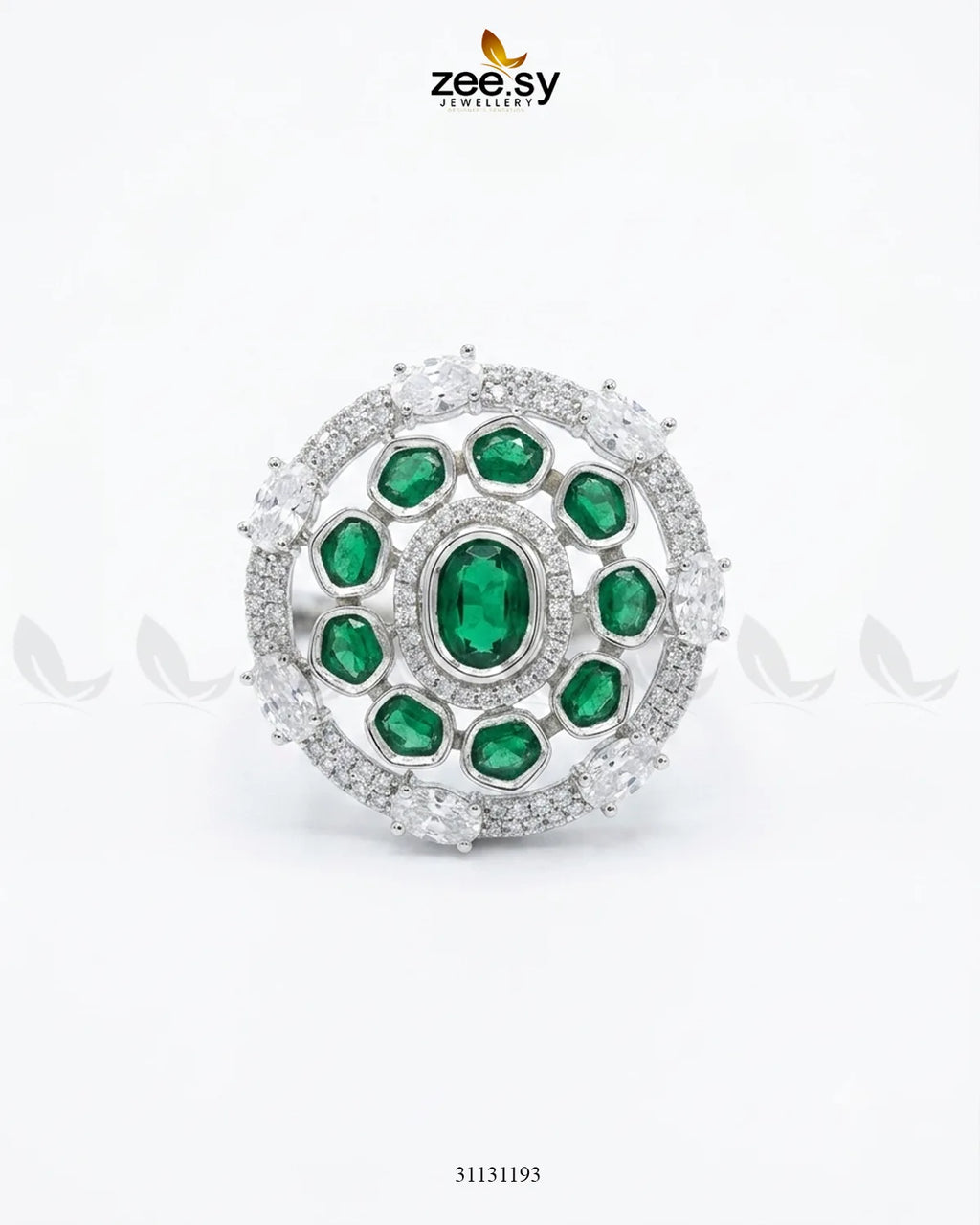 Silver Stunning Circle Crystal Ring