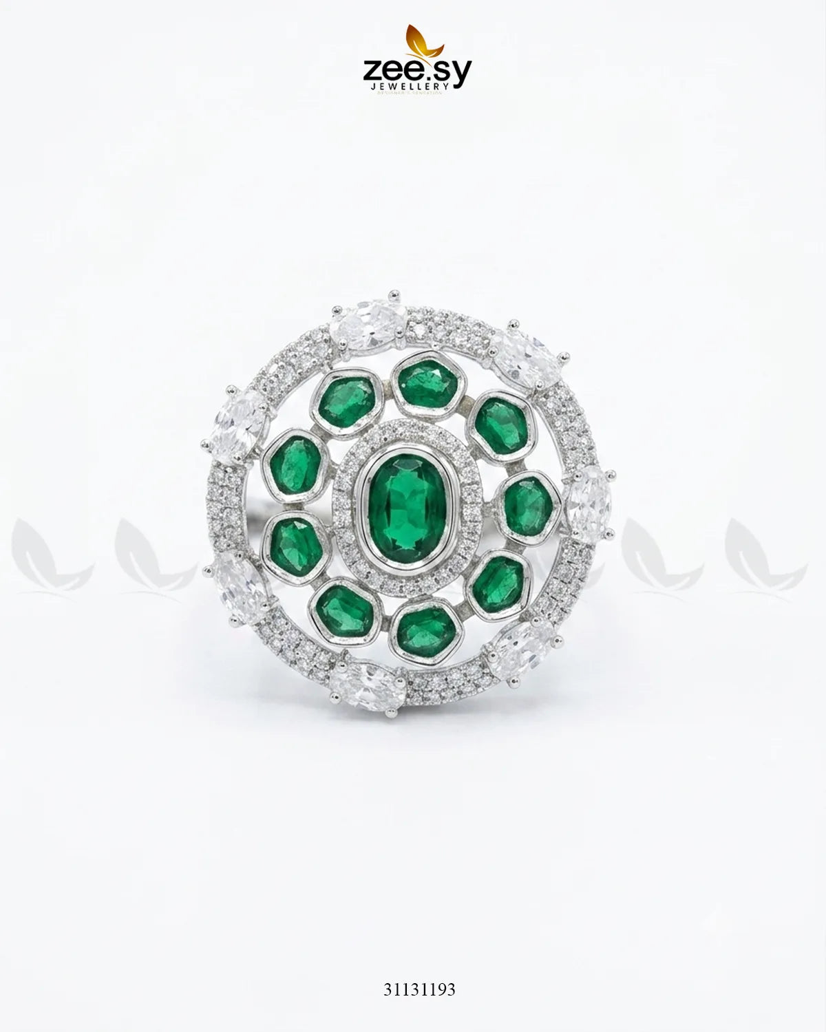 Silver Stunning Circle Crystal Ring